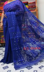 Women's Cotton Minakari Blue Dhakai Jamdani Saree