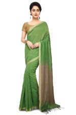 Traditional Handloom Plain Ghicha Saree With Blouse Piece