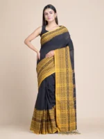 Black Woven Handloom Begampuri Saree with unstitched blouse