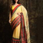 Traditional Yeallow Color Cotton Sarees With Blouse Piece