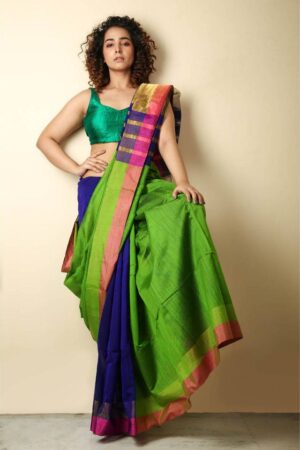 Traditional Multicolor Cotton Silk Mahapar Sarees With Blouse Piece