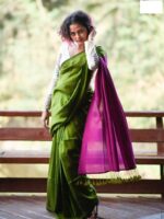 Sutisaree Green and Pink Stylish Cotton Silk Saree With Blouse Piece