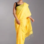 Misha Boutique Bollywood Style Yellow Colour Handloom Cotton Silk Sequence Saree With Blouse Piece