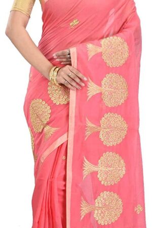 Pink Colour Handloom Cotton Silk Saree With All Over Embroidery Work & Blouse Piece