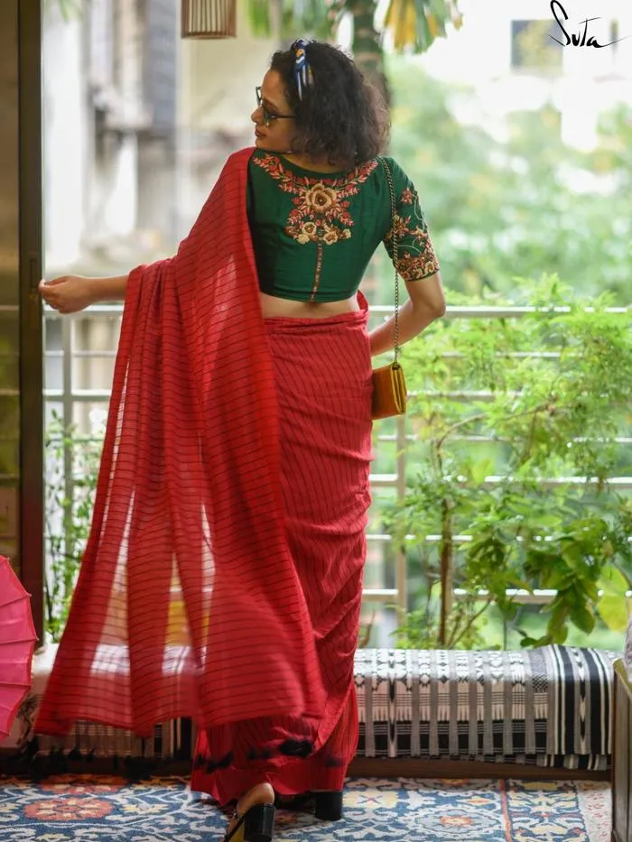 my photo in a red saree