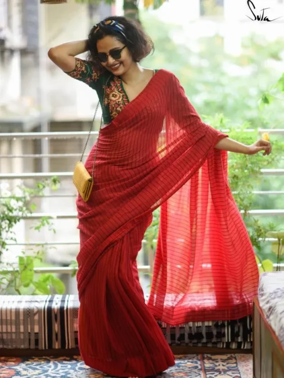 my photo in a red saree
