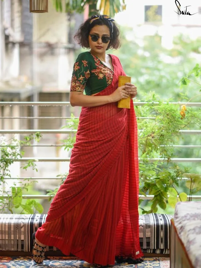 my photo in a red saree