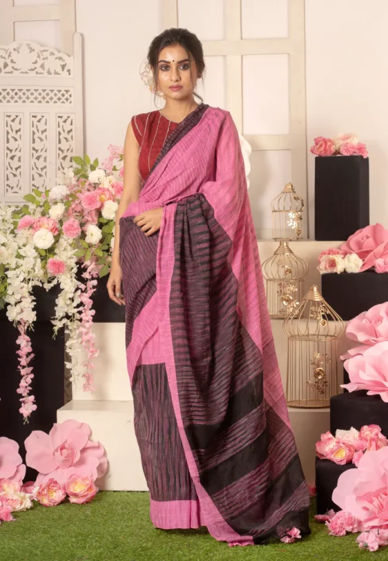 pink and black handloom cotton ikkat saree 6018f88ac2b60 1612249226
