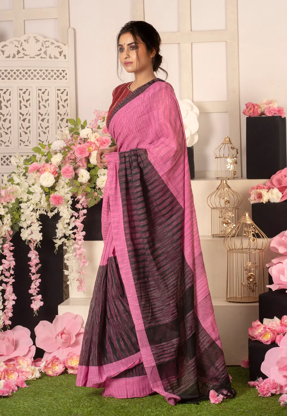 pink and black handloom cotton ikkat saree 6018f88b2f4bf 1612249227