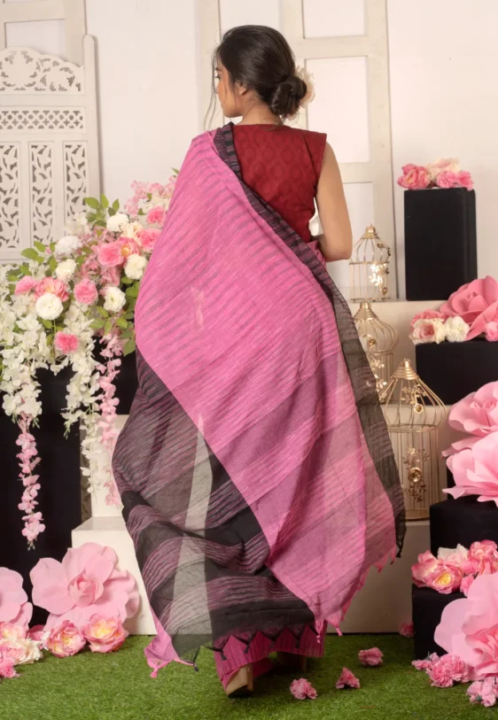pink and black handloom cotton ikkat saree 6018f88b84817 1612249227