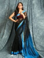 Premium Quality Handloom Sequence Two Tone Cotton Silk Sarees With & Unstitched Blouse Piece