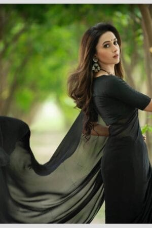 Premium Quality Black Color Handloom Pure Cotton Sarees With Pom Pom Pallu & Unstitched Blouse Piece