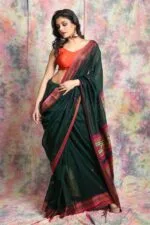 Premium Quality Hand Weaving 100% Pure Cotton Saree With Running Blouse Piece
