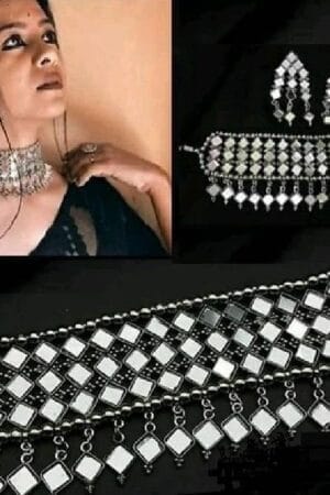 Stylish Mirror Work Necklace Set For Women Jewelry