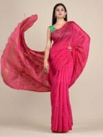 Premium Quality Handloom Sequence Cotton Silk Sarees With & Unstitched Blouse Piece