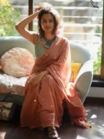 Single Color Sequence Cotton Saree With Running Blouse Piece
