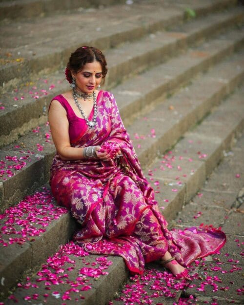 Cotton Linen jamdani sarees loomfolks1