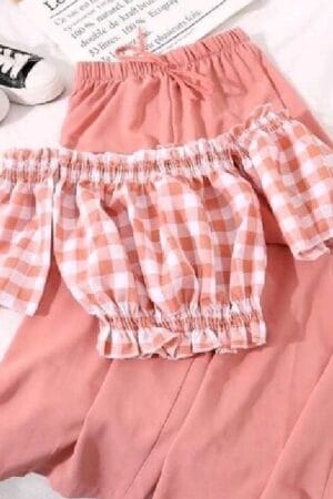 Peach Stylish Top & Bottom Sets For Women