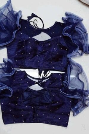 Blue Full stiched beautifull Stylish Sleeves readymade blouse Free Size