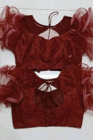 Maroon Full stiched beautifull Stylish Sleeves readymade blouse Free Size