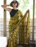 Green Beautiful Bollywood Stylish Cotton Saree
