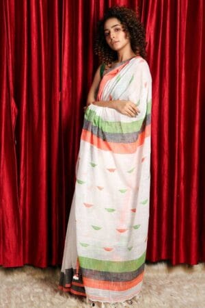 Premium Quality Cotton Saree With Temple Motif
