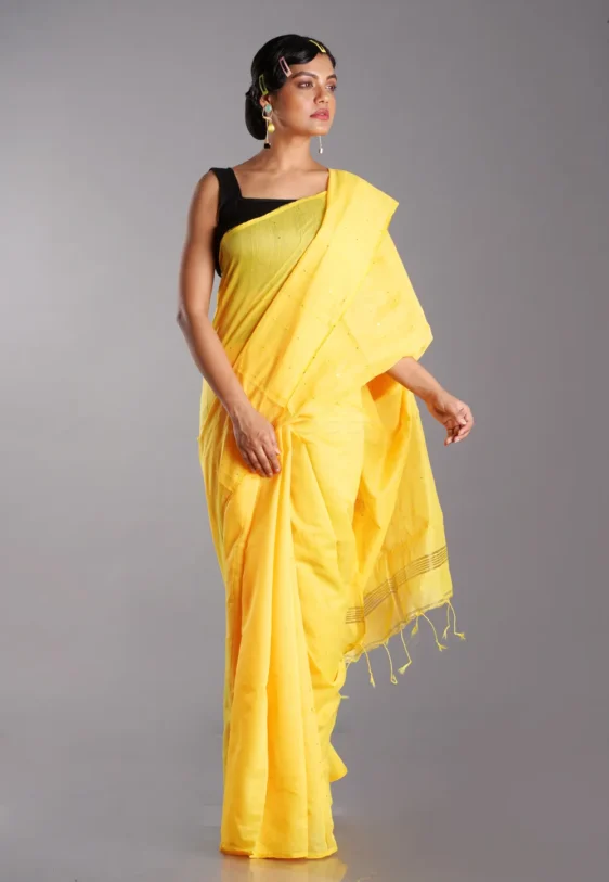 yellow blended cotton saree with golden border 5ed5f18fc89f9 1591079311