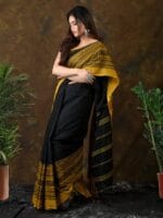 Premium Quality Yellow Begumpuri Cotton Saree With Running Blouse Piece