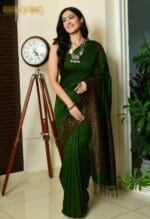 Green sensational Sequence Work Cotton Saree