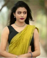 Premium Quality Stylish Lemon Green Plain Cotton Saree(Model Blouse not included)