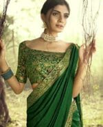 Bollywood Style Stunning Green Silk Saree