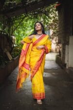 Premium Quality Yellow Linen Banarashi Saree