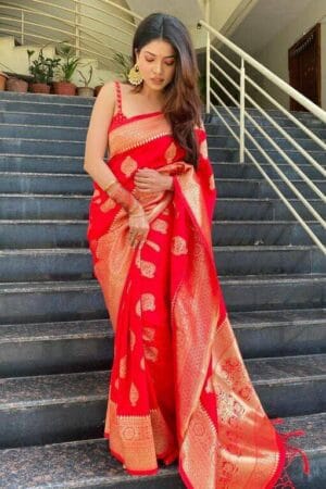 Premium Quality Red Banarashi Silk Saree