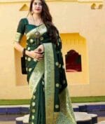 Premium Quality Green Banarasi Silk Saree