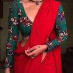 Premium Quality Traditional Hot Red Cotton Silk Saree Blouse not included