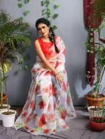 Premium Quality Floral Satin Silk Saree