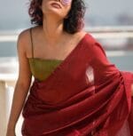 Handloom Maroon Sequence Cotton Saree