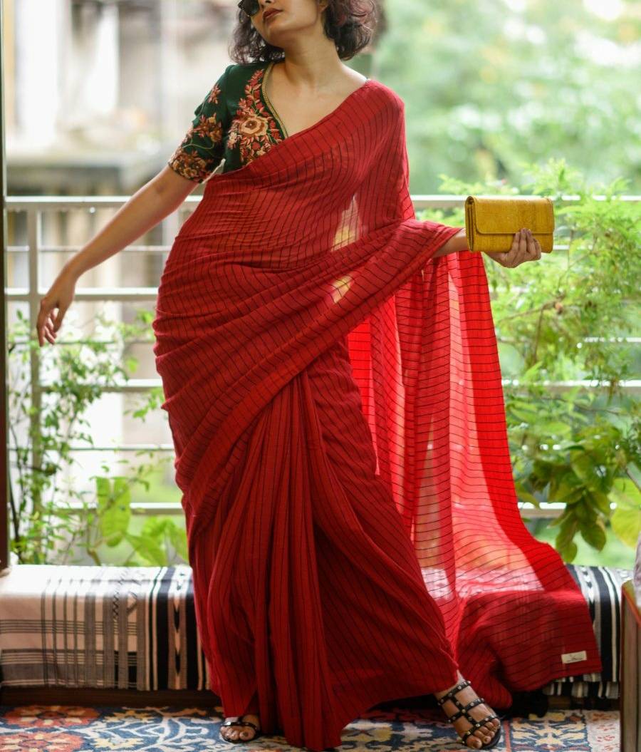 my photo in a red saree