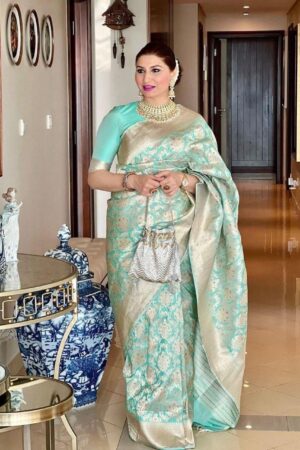 Premium Quality Neon Green  Banarasi Silk Sarees