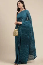 Premium Quality Bollywood Style Blue Georgette Pleated Saree