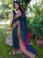 Primium Quality Green Colour Handloom Cotton Saree With Style Pallu