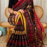 Premium Quality Multicolour Handloom Pure Cotton Saree With Handwoven Work