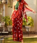 Premium Quality Polka Dot Handloom Soft Cotton Saree With Unstitched Blouse Pieced