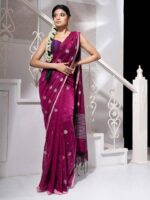 Primium Quality Sky Blue Colour Handloom Check Cotton Saree With Blouse Piece