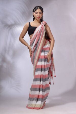 Premium Quality Red And White Cotton Saree