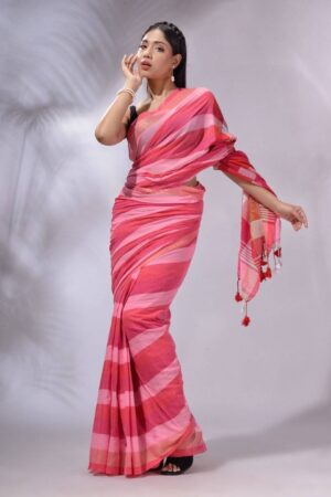 Premium Quality Buttery Smooth Pink Handloom Cotton Saree