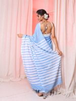 Premium Quality Blue Cotton Saree With Elegant Design