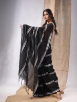 Premium Quality Black Cotton Handwoven Saree
