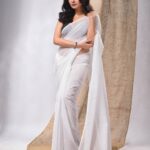 Elegant White 120 Count Mul Cotton Saree