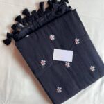 Premium Quality Traditional  Shiuli Phul Design Handloom Cotton Saree Unstitched Blouse piece